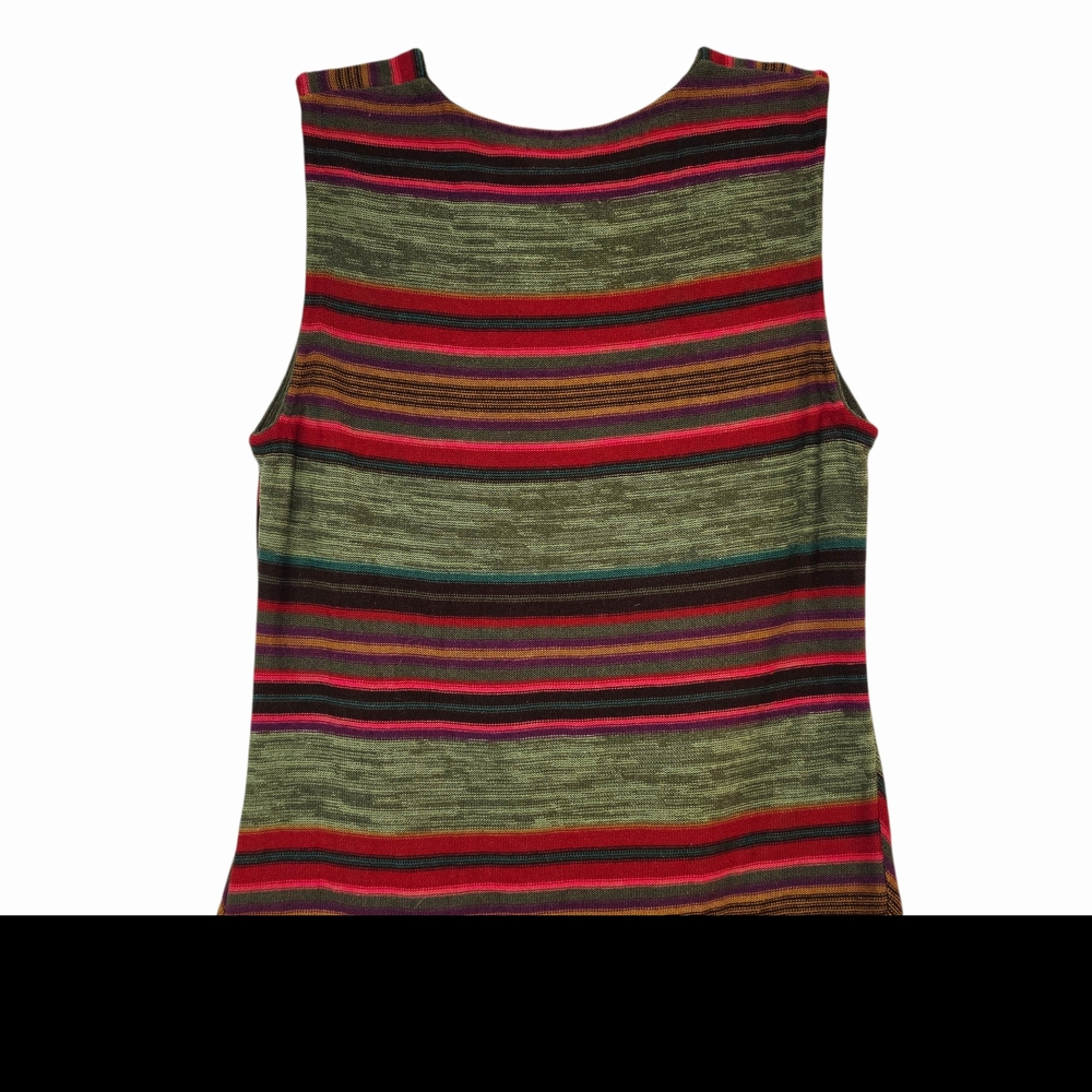 Chaps Colorful Striped Linen/Cotton Knit Wrap-Front Sleeveless Sweater Size L - Picture 13 of 13